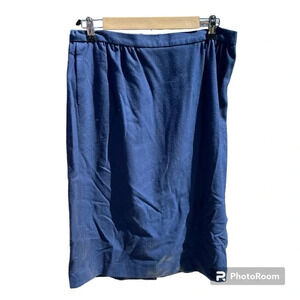 PENDLETON ~ Navy Blue Virgin Wool Midi Skirt